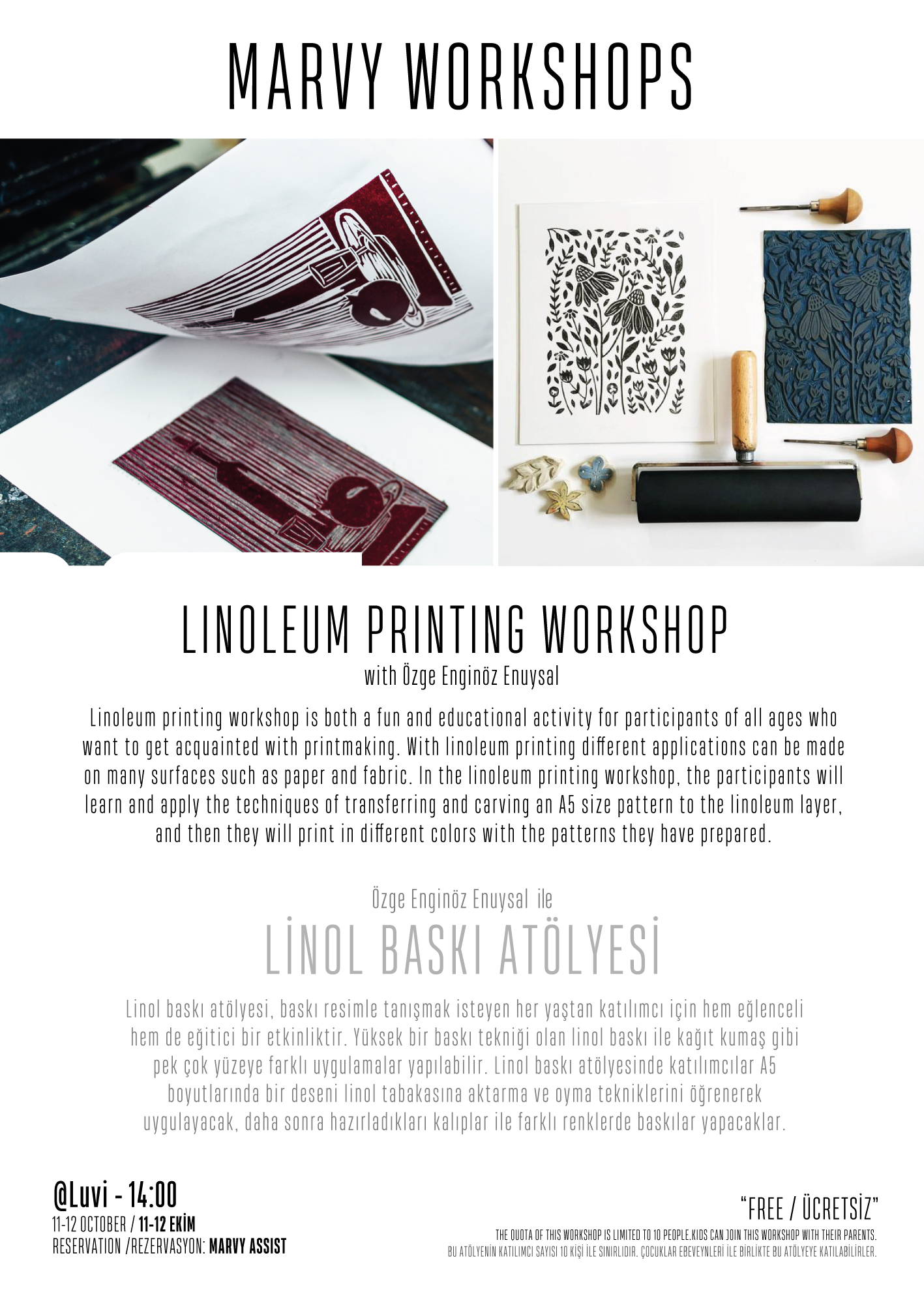 Linoleum Printing Workshop With Özge Enginöz Enuys